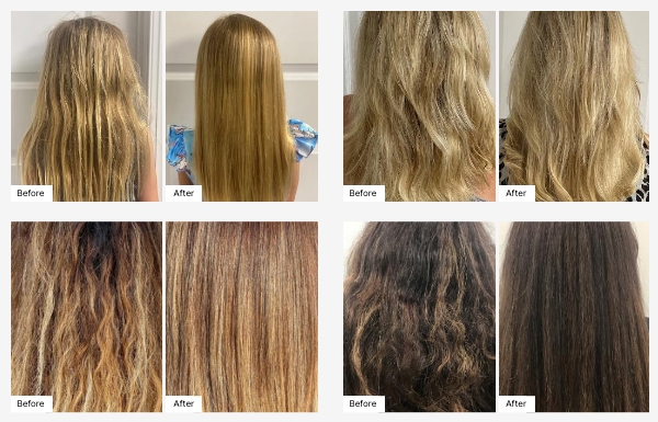 Images of before and after use of ProLuxe Hair Mask.